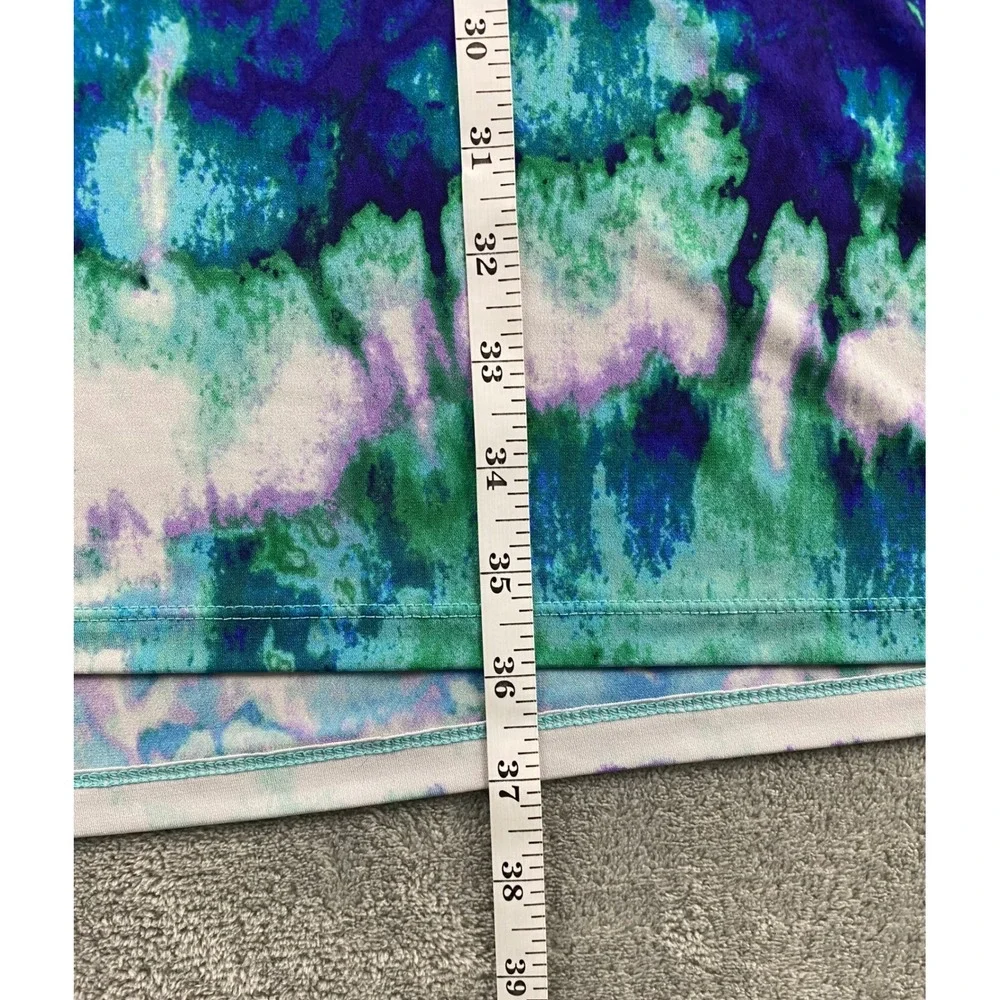 Cato Womens Plus 18/20W Blue Green Purple Tie Dye Jersey Knit Maxi Skirt